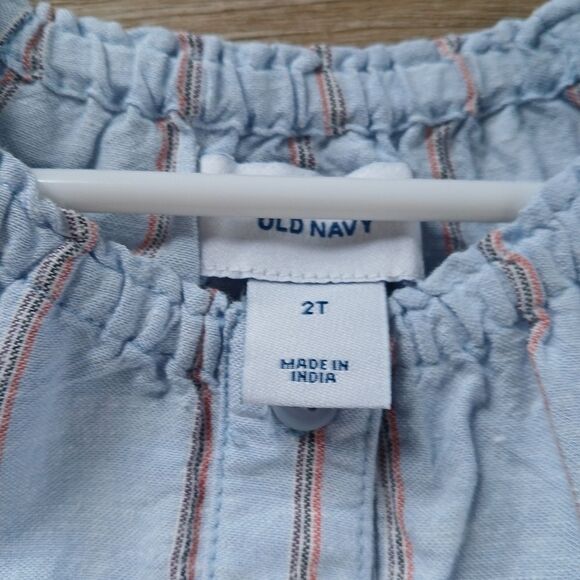 Old Navy Gap Dress Toddler Girls Fit & Flare Puff Sleeve Striped Red & Blue - Picture 2 of 10